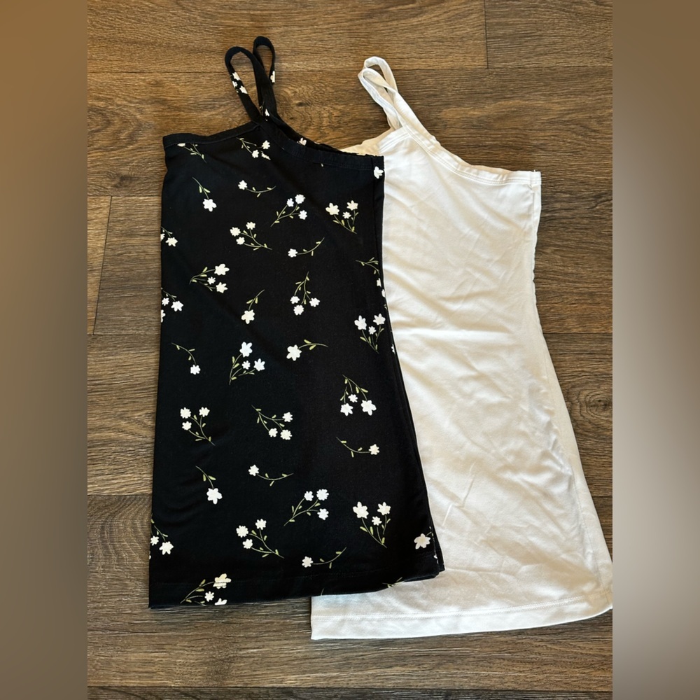 LuLaRoe Black Floral and White Tank Tops Bundle of 2